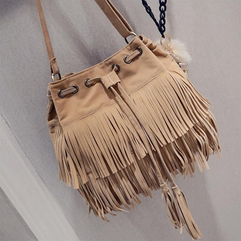 Bucket Bag Suede - Suede Fringe Women Messenger Bags Tote