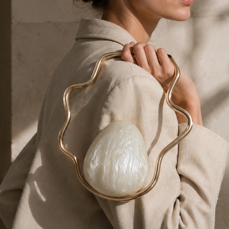 Luxury Bags Gold - Women mini Acrylic egg bag cute