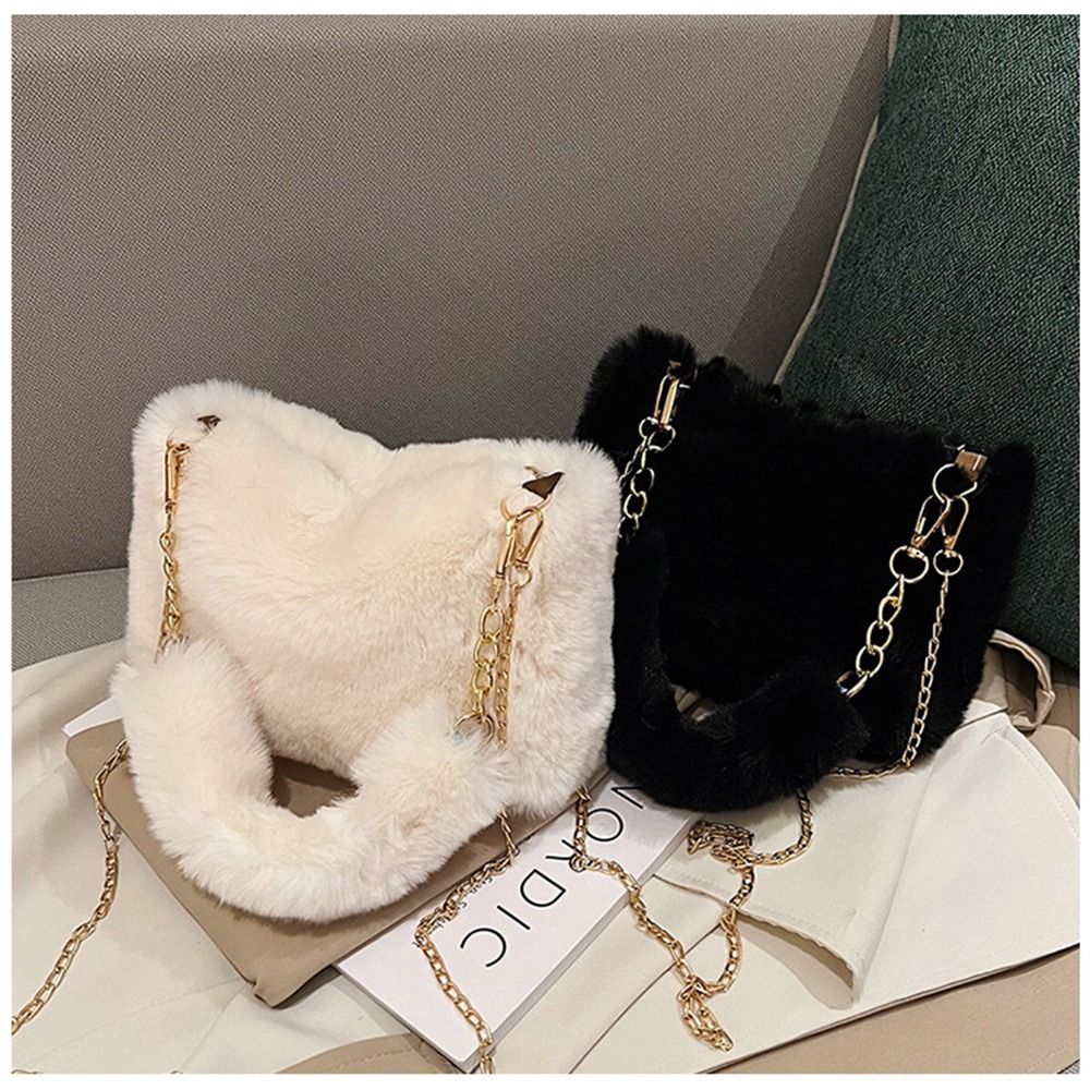 Luxury Bags White - Fashion Women Fluffy Shoulder Bags Female