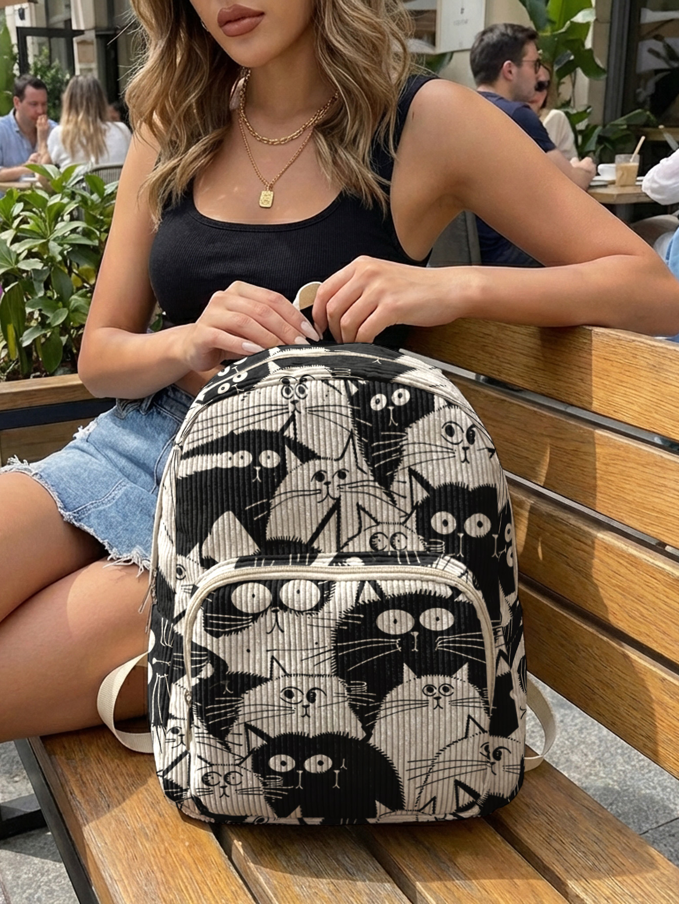 Black & White Cartoon Cats All - Luxury Bags White recensione e prezzo