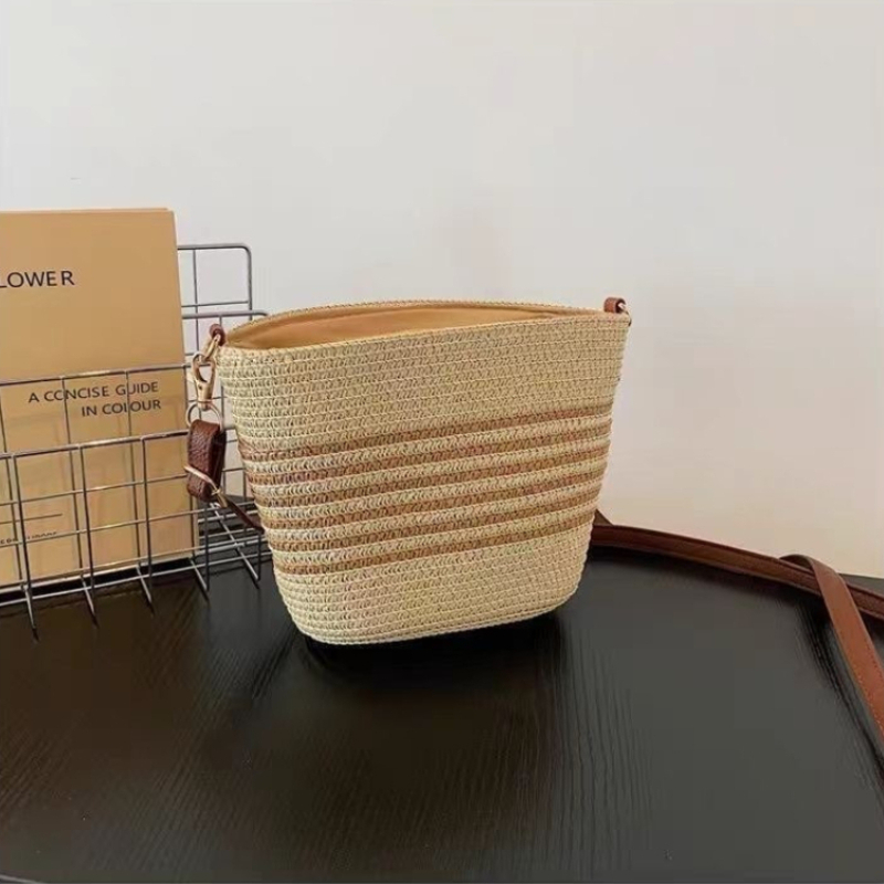 Fashion Women Straw Woven Cros - Bucket Bag Suede recensione e prezzo