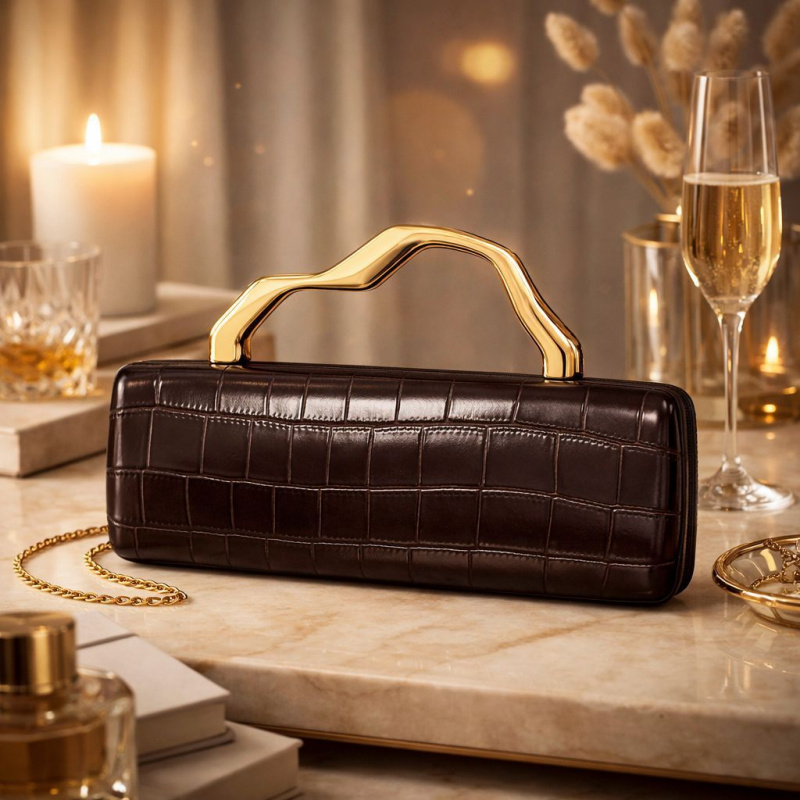 Black Crocodile Pattern Evenin - Luxury Bags Gold recensione e prezzo