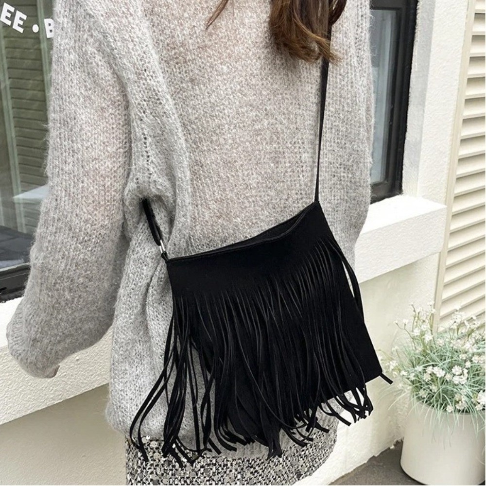 Vintage Suede Fringe Crossbody - Bucket Bag Suede recensione e prezzo